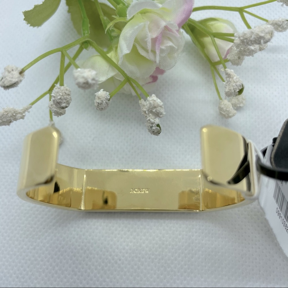 NWT J. Crew Flat Stone Cuff Bracelet Gold Black - Picture 5 of 6